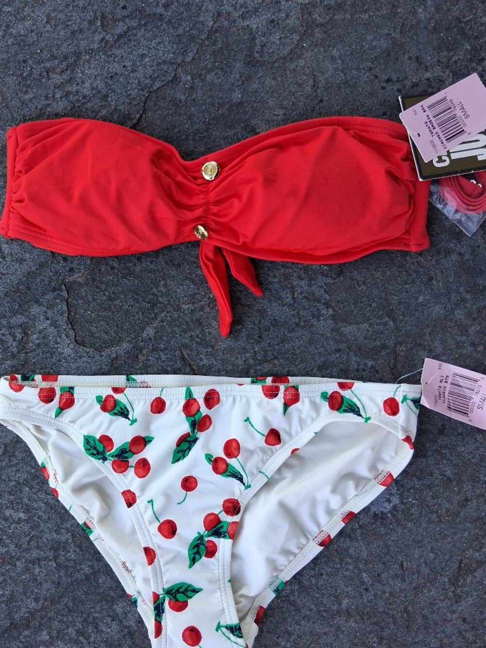 Juicy Couture Pretty Polka Strapless Bikini Small New 159$